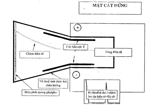 Mặt cắt đứng của ống tia cathode máy kiểm tra khuyết tật siêu âm